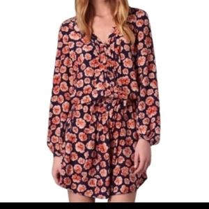NWOT Rebecca Taylor 100% Silk Tunic Dress - Size 2 - Floral, Navy, Orange